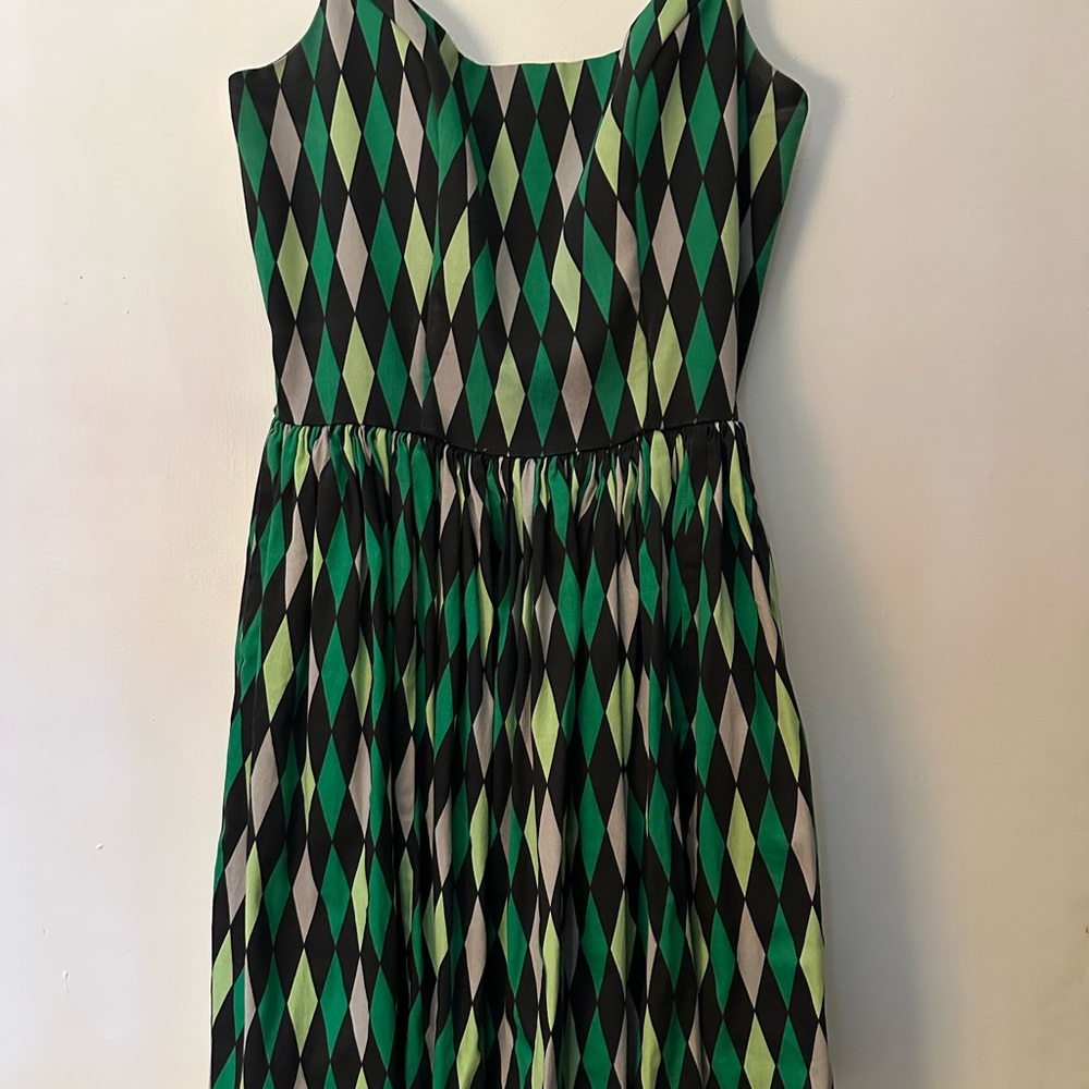 Pinup Couture Green and Black Harlequin